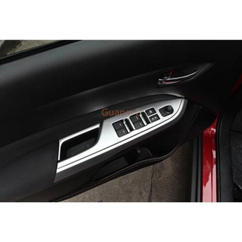 Only Fit Left Driver)For Suzuki Vitara 2016 2017 2018 2019 Frame ABS Chrome Interior Door Window Glass Switch Panel Cover Trim