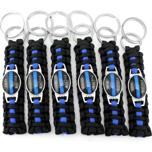 Thin Blue Line My Hero Deputy Lives Matter Mom Sister Wife Aunt Grandma Dad Son Daughter Keychain Key Chains Women Men Jewelry