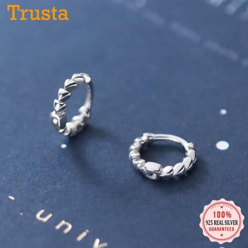 TrustDavis Real 925 Sterling Silver Fashion Sweet Triangle Mini Hoop Earring For Women Wedding Birthday Fine S925 Jewelry DA1889