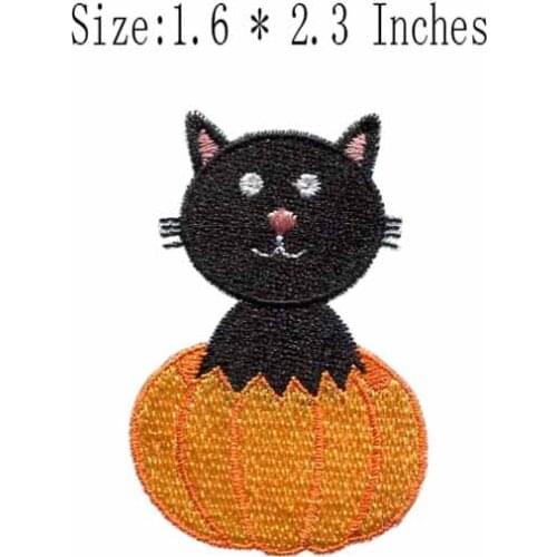 Pumpkins and cat 1.6" wide embroidery patch for embroidery patches for clothing/icon/fabric