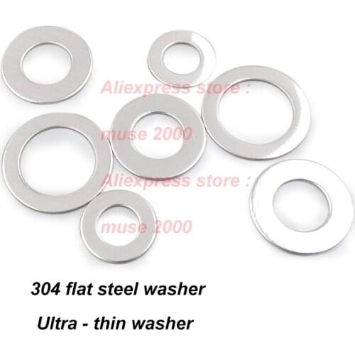 Ultra-thin 304 steel flat washer M4x 6 7 8 9 10x 0.1 0.2 0.3 0.5 mm thickness Gap Adjustment washer spacer bolt nut shims RC Car