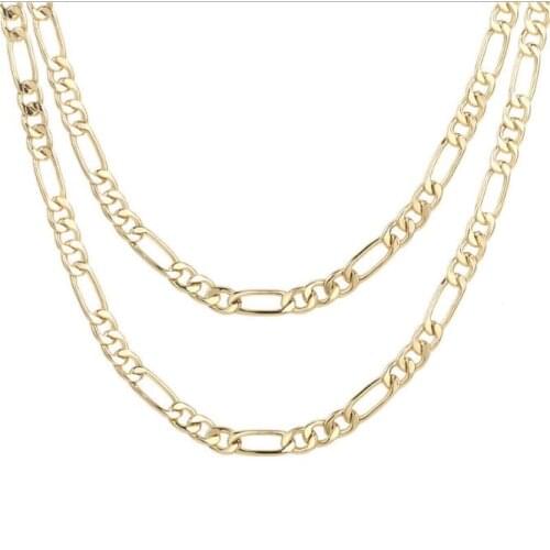 WT-N1227 Popular Figaro chain necklace brass with gold Electroplated woman fashion link chain necklace