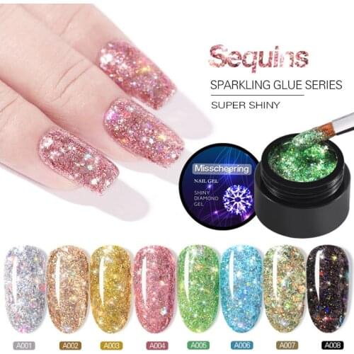 1pc Dazzling Sparkling Rainbow Nail Gel Polish Soak Off UV LED Nails Art Glitter Bling Rose Gold Silver Nail Gel 5ml
