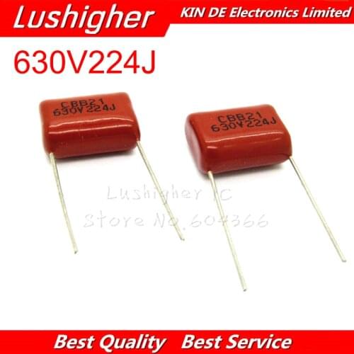 10PCS 630V224J 0.22UF Pitch 15mm 224 630V 224J 220nf CBB Polypropylene Film Capacitor