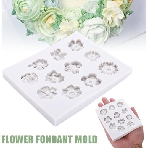 Silicone Flower Fondant Cake Mould Mini Flower Cake Decorating Mould DIY Chocolate Sugarcraft Making Mold Kitchen Bakeware Tool