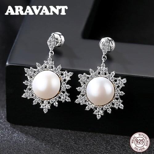 2020 Pearl Earrings Genuine Natural Freshwater Pearl 925 Sterling Silver Stud Earrings For Women Wedding Pearl Jewelry Gifts