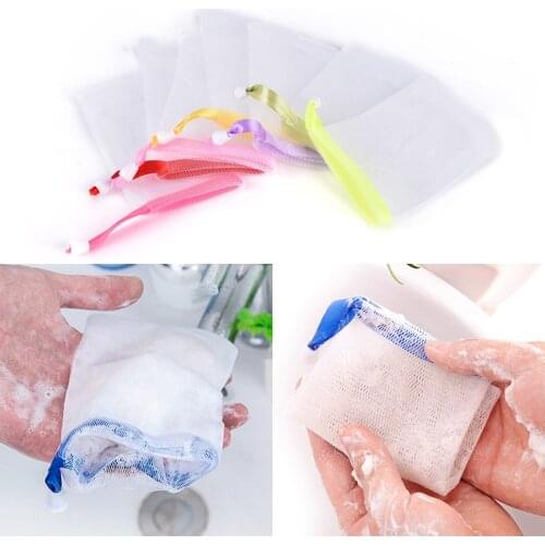 5pcs Facial Cleanser, Manual Foam Mesh Bag Soap, Liquid Soap, Mousse Shower Bath, Shower Fittings, Easy To Produce Foam Net