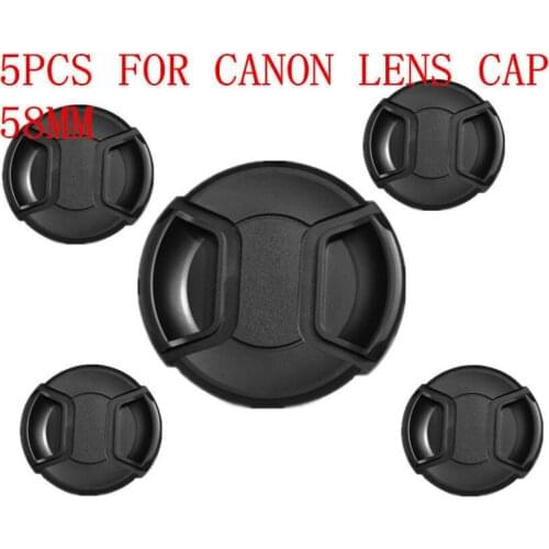 5PCS 58mm Center Pinch Snap-On Front Lens Cap Hood Cover for Can&n 700d 650d 550d 600d 18-55 NIK&N