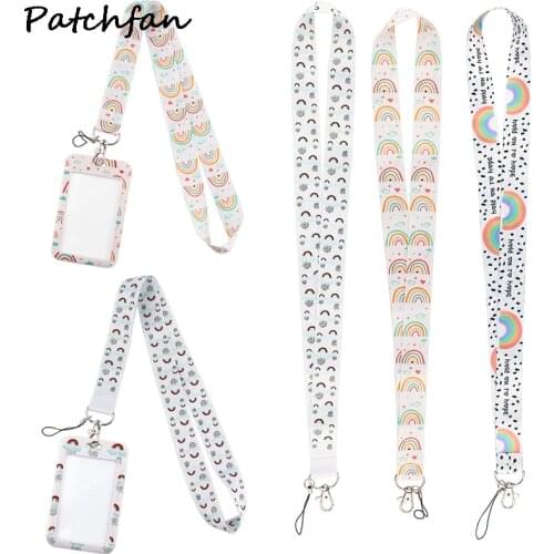 AD620 Patchfan Cartoon Business Badge Card Holder with Necklace Lanyard Keychain keys Badge ID Mobile Phone Rope Gifts