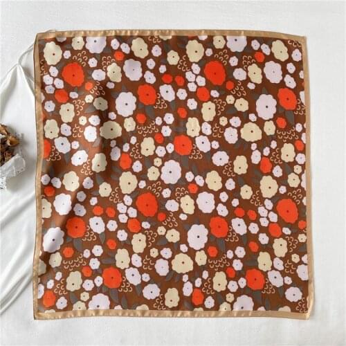 Satin Silk Square Scarf For Women Headband Hair Wrap Shawl Foulard Hijab Print Headscarf Elegant Neckerchief Female Bandana 2021