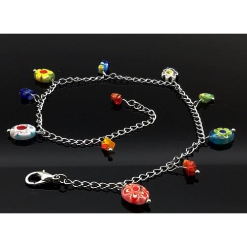 Free Shipping Wholesale 10PCS Fashion Lampwork Glass Charms Metal Anklet Bracelet, Ankle Bracelet