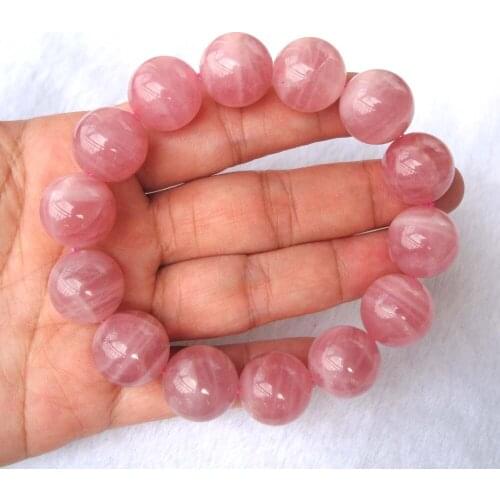 Free Shipping Natural Madagascar Rose Quartz 16mm Round Beads Bracelet Women Jewelry Accessories Weddings Parties Gift