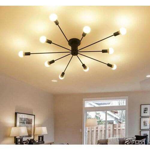 Loft Black White Creative Chandelier Iron Dining Lighting Living Room Lamp American Syle Minimalism Lamp Indoor Modern Led B