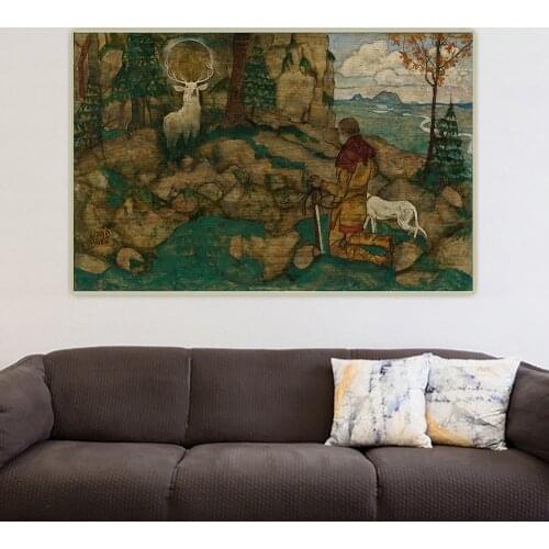 Citon Egon Schiele《The vision of St.Hubert》Canvas Art Oil Painting Artwork Poster Picture Wall Decor Home Living room Decoration