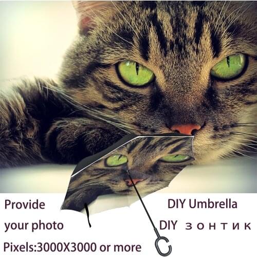Custom Double Layer Inverted Umbrella Cars Reversible Umbrella C-Hook Waterproof Reverse Folding Inverted Chuva Umbrella for DIY
