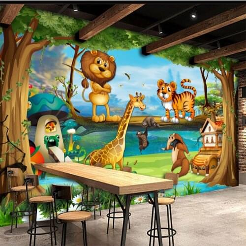 Custom Mural Childrens Room Bedroom Beautiful Cartoon Forest Background Picture Wall Decor Kid Wallpaper Volume Wall Painting