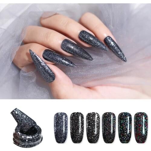 UR SUGAR 7.5ml Black Diamond UV Gel Nail Polish Shining Glitter Sequins Soak Off Nail Art Gel Varnish Long Lasting