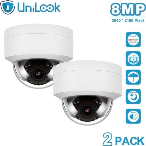UniLook 4K 8MP Ultra HD POE IP Camera outdoor Audio Microphone Hikvision Compatible Onvif CCTV Security Camera Night vision IP66