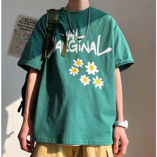 Harajuku Kawaii Funny Flower Print Tshirt Loose Brief Preppy Style Japanese Youthful Vitality Clothes Casual Hip Hop Streetwear