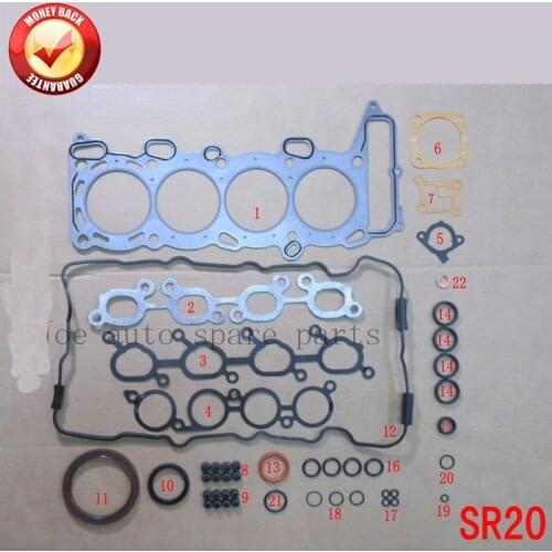 SR20DE SR20DET Engine Full gasket set kit for Nissan 100 NX/Primera/Pulsar/Serena 2.0L 1998cc 1990-2001 50110200 10101-70J25