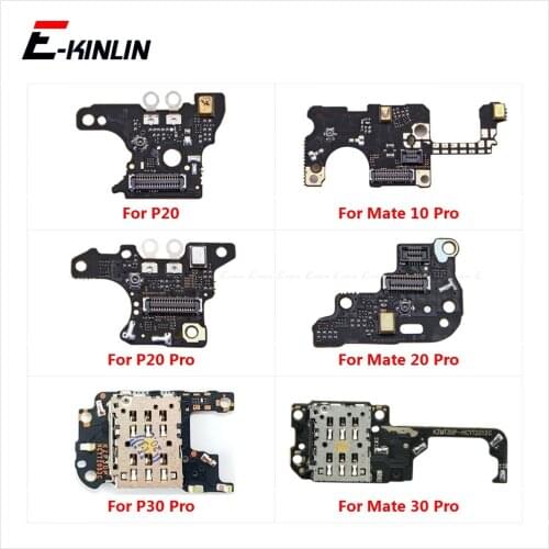 Microphone Module Sim Card Tray Holder Board For HuaWei P30 P20 V30 K30 Mate 10 20 30 Pro Mic Flex Cable Replacement Parts