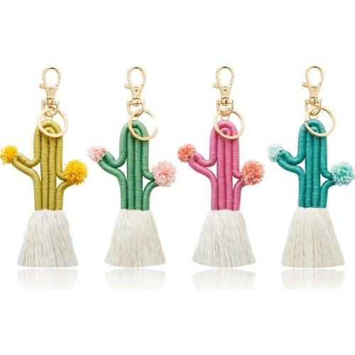 Cute Cactus Keychain for Women Kids Girls Bag Pendant Keychain Charms Plants Key Chain Accessories M4