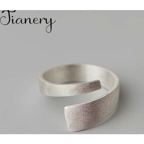 JIANERY Vintage Silver Color Scrub Round Rings Handmade Adjustable Size Rings For Men Women Jewelry