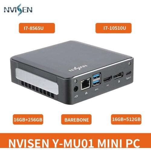 NVISEN Y-MU01 Gaming Mini PC Intel Core i7-8565U/i7-10510U 2*DDR4 Intel HD Graphics Windows8.1/10 Linux DP Smart TV BOX 256/512G