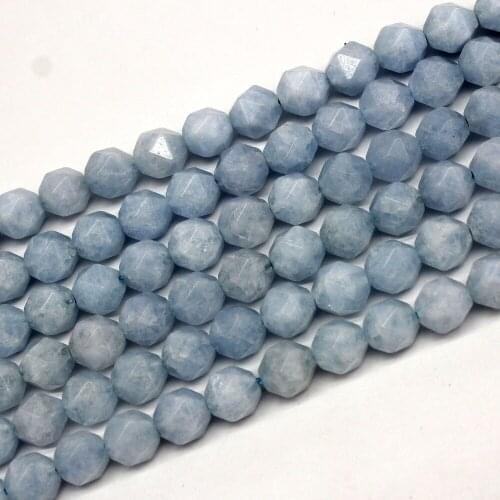 Wholesale A+ Faceted Natural Aquamarine Quartz Round Beads Natural Stone Beads For Jewelry Making Bracelet 6/8/10mm 15inches
