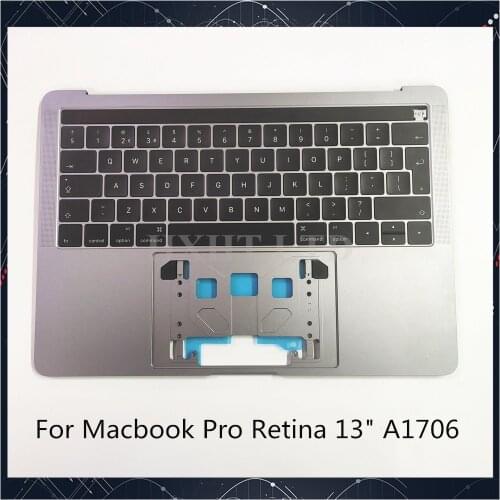 Original For Macbook Pro Retina 13" A1706 keyboard with backlight Top case Touch Bar US UK Silver grey Fully tested