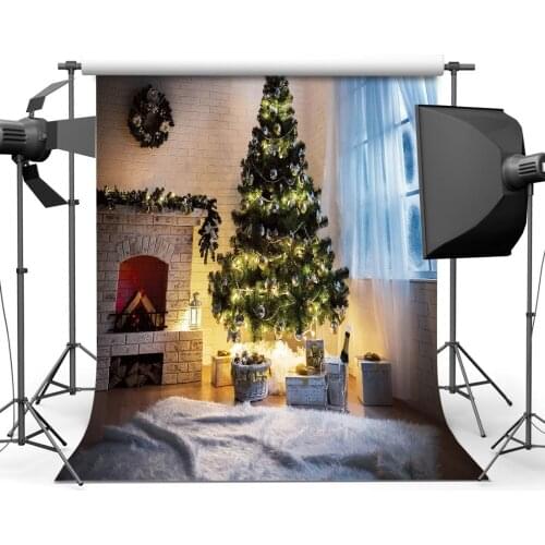 Christmas Backgrounds For Photo Studio Decor Brick Wall Christmas Tree Indoor Baby Childen Photo Shoot Backdrops Vinyl Customize