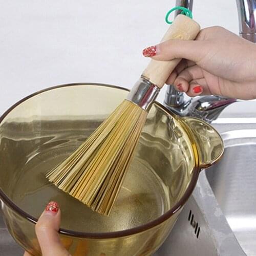 Kitchen Cleaning Brushes Pan Dish Washing Whisk Traditional Natural Bamboo Wash Dishware Kitchen Utensil Home Baking Oil Tool
