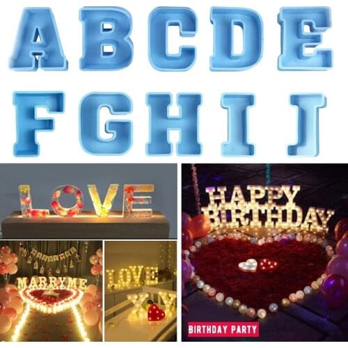 26 Letter Blue Resin Silicone Mold DIY Capital Letter Epoxy Resin Mold Desktop Craft Decoration Birthday Party Decoration