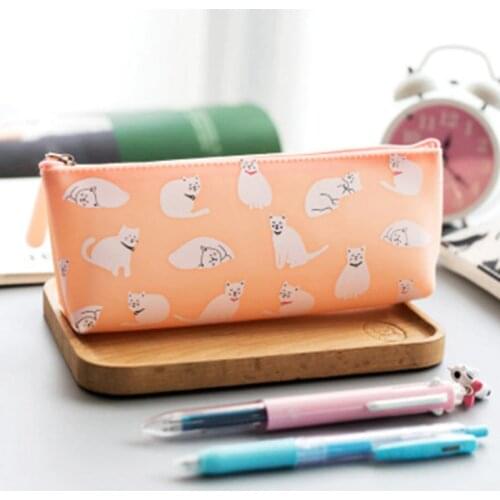 Four-color cat silicone pencil case material Escolar school office simple creative childrens stationery pencil bag