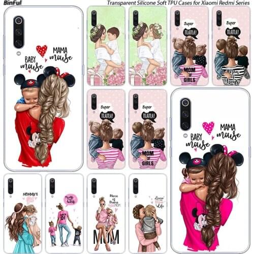 Baby Mom Girl Boy Silicone Case For Xiaomi Pocophone F1 9T 9 9SE 8 A2 Lite A1 A2 Mix3 Redmi K20 7A Note 4 4X 5 6 7 Pro S2 Cover