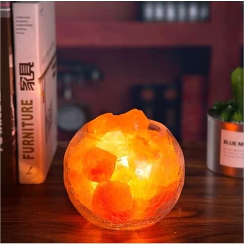Rotary Dimming Super Beautiful Himalayan Glass Ice Cracked Natural Salt Light Creative Warm Night Lamp