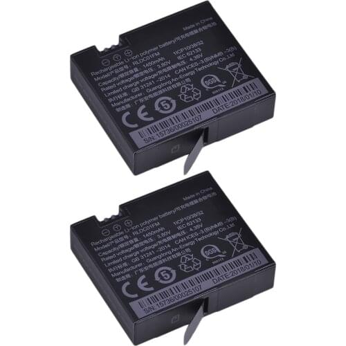 Tectra 2PCS Li-ion 1450mAh 3.80V Original Mijia 4k Camera Battery for Sport Xiao mi Mi Jia Action Mini Cameras