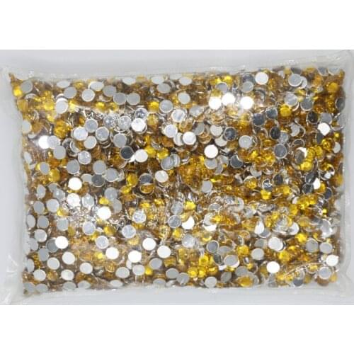 Topaz Color 1.5~12mm Flat Back Round Acrylic Rhinestones Beads,3D Acrylic Nail Art / Garment Decoration