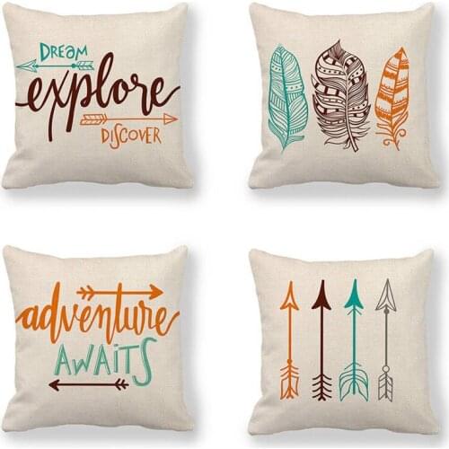 Creative Arrow Feather Letter Modern Minimalist Style Cushion Covers Linen Pillowcase Sofa Car Cushion Cover Party Home Decor
