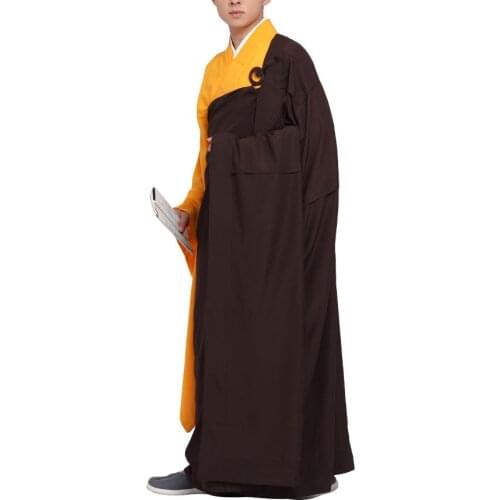 Unisex high quality buddhist buddha cassock kesa robe zen lay shaolin monk kung fu suits gown wuyi