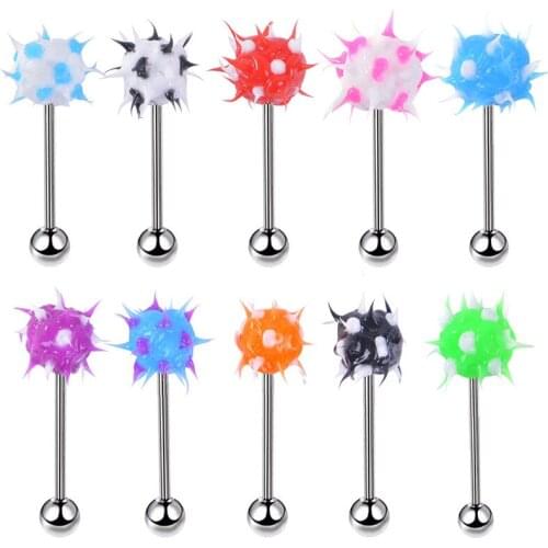 10pcs/set Women Fashion Sexy Stainless Steel Colorful Silica Gel Hairy Balls Lip Ring Tongue Nail Body Piercing Jewelry