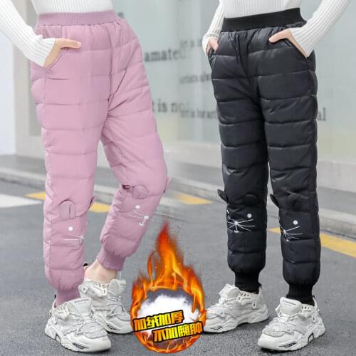 2021 Winter Warm Thicken Girls Down Pants Children High Quality Trousers Teens Girl Down Trousers Kids Ski Down Padded Pant W351