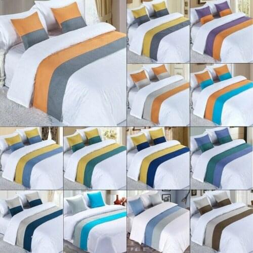 3Pcs Solid Color Soft No Fading Modern Bed Runner Bedding Scarf Protection for Bedroom Hotel Wedding Room