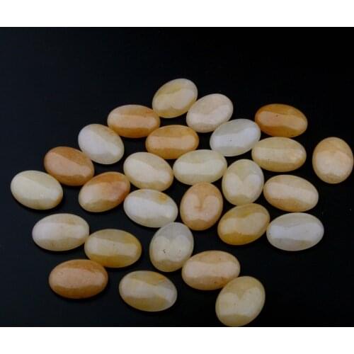 Natural Stone Yellow Jades Cabochon Beads Flat Back Oval No Hole Loose Beads For jewelry making DIY Ring Necklace accessories