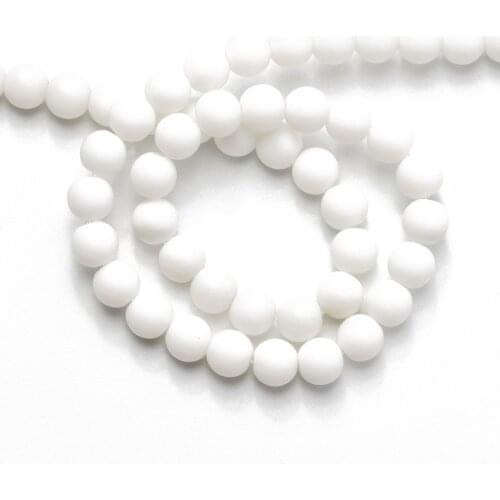 Wholesale 4 6 8 10 12mm Dull Polish Matte White Glass Beads Loose Stone Beads for Jewelry Making DIY Bracelet Accessories