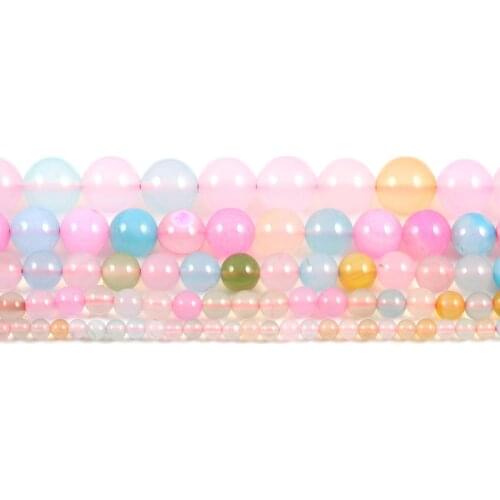 Natural Stone Morgan Agates Beads Round Onyx Loose Spacer Beads For Jewelry Making DIY Supplies Fit Bracelet Necklace 15