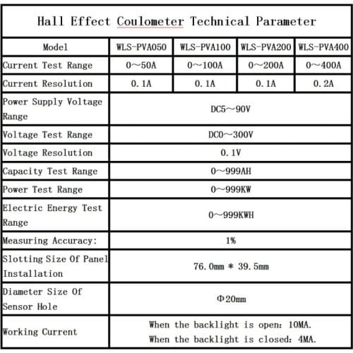 DC300V 100A 200A 400A Hall Effect Coulometer Digital Voltmeter Ammeter Sensor