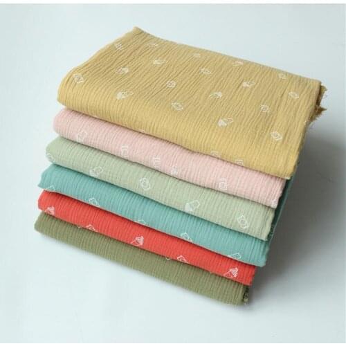 Breathable Pure Cotton Crepe Fabric Skin-Friendly Linen Cotton Double Gauze Fabric DIY Sewing Textile Pajamas Cloth Material