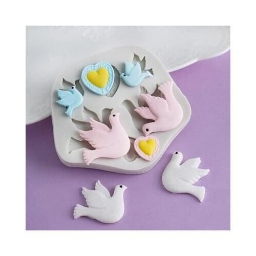 PRZY Cartoon Pigeon Moulds Clay Silicone Mold Sugarcraft Fondant Mould Cake Decorating Tools Love Dove of Peace Chocolate Resin
