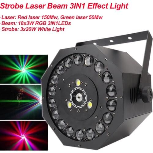 New 120W Strobe Laser Beam 3IN1 Effect Light Projector Lamp For Indoor Stage Effect Lighting Show KTV Home DJ Christmas